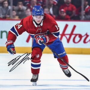 Nick Suzuki Montreal Canadiens Red Jersey Autographed 8x10 Photo