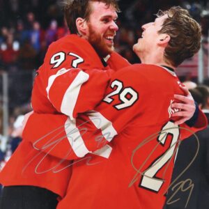 Connor McDavid & Nathan Mackinnon 4 Nations Team Canada Autographed 8x10 Photo
