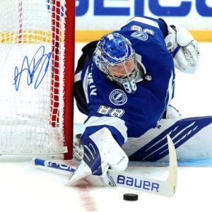 Andrei Vasilevskiy Tampa Bay Lightning Blue Jersey Autographed 8x10 Photo