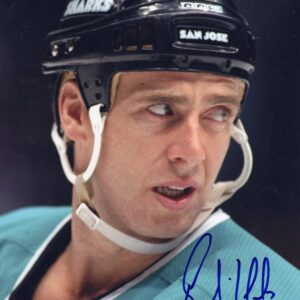 Bernie Nicholls San Jose Sharks Autographed Turquoise Jersey 8x10 Photo
