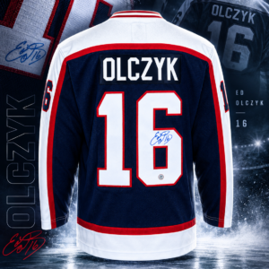 Ed Olczyk Autographed Winnipeg Jets Fanatics Throwback Jersey