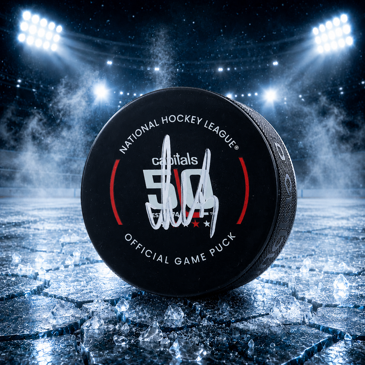 Alex Ovechkin Washington Capitals Autographed 2004 NHL Draft Logo Hockey Puck