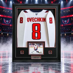 Alex Ovechkin Signed Framed 34x42 Washington Capitals Away Fanatics Premium Jersey