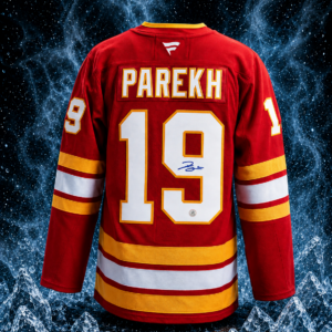 Zayne Parekh Autographed Calgary Flames Fanatics Premium Jersey