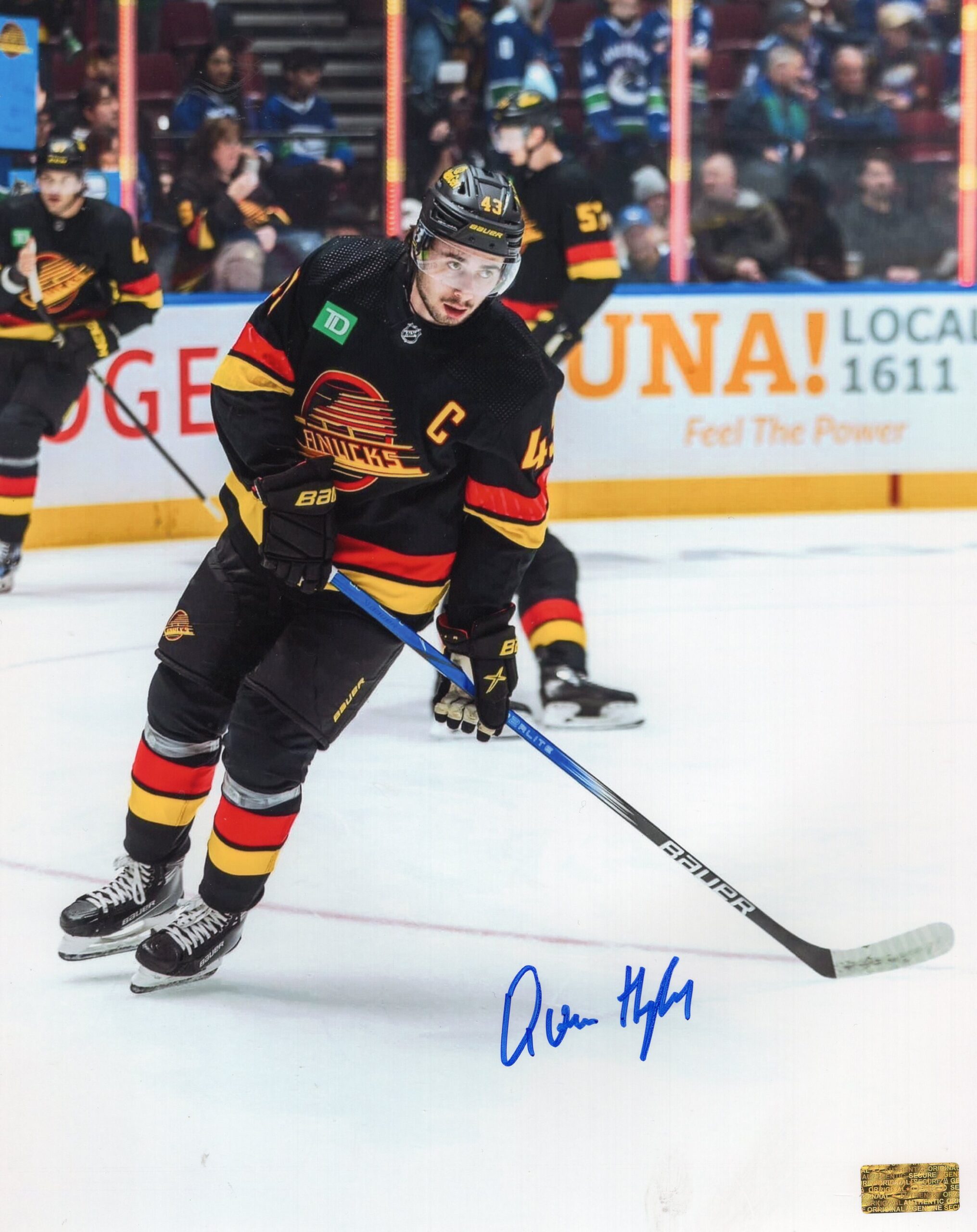 Quinn Hughes Vancouver Canucks Iconic Black Jersey Autographed 8x10 Photo