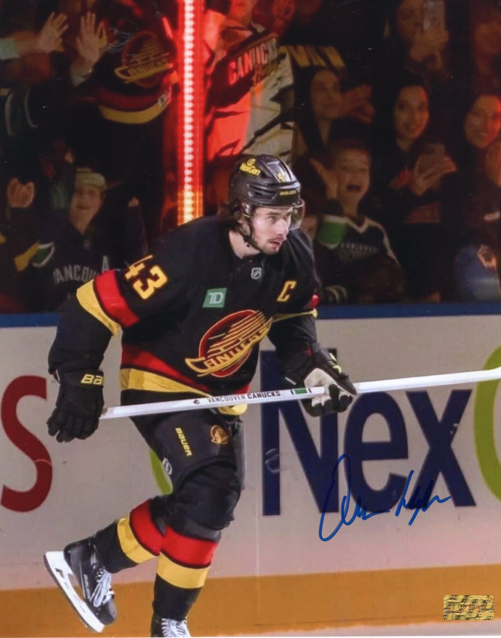 Quinn Hughes Vancouver Canucks Black Skate Jersey Autographed 8x10 Photo