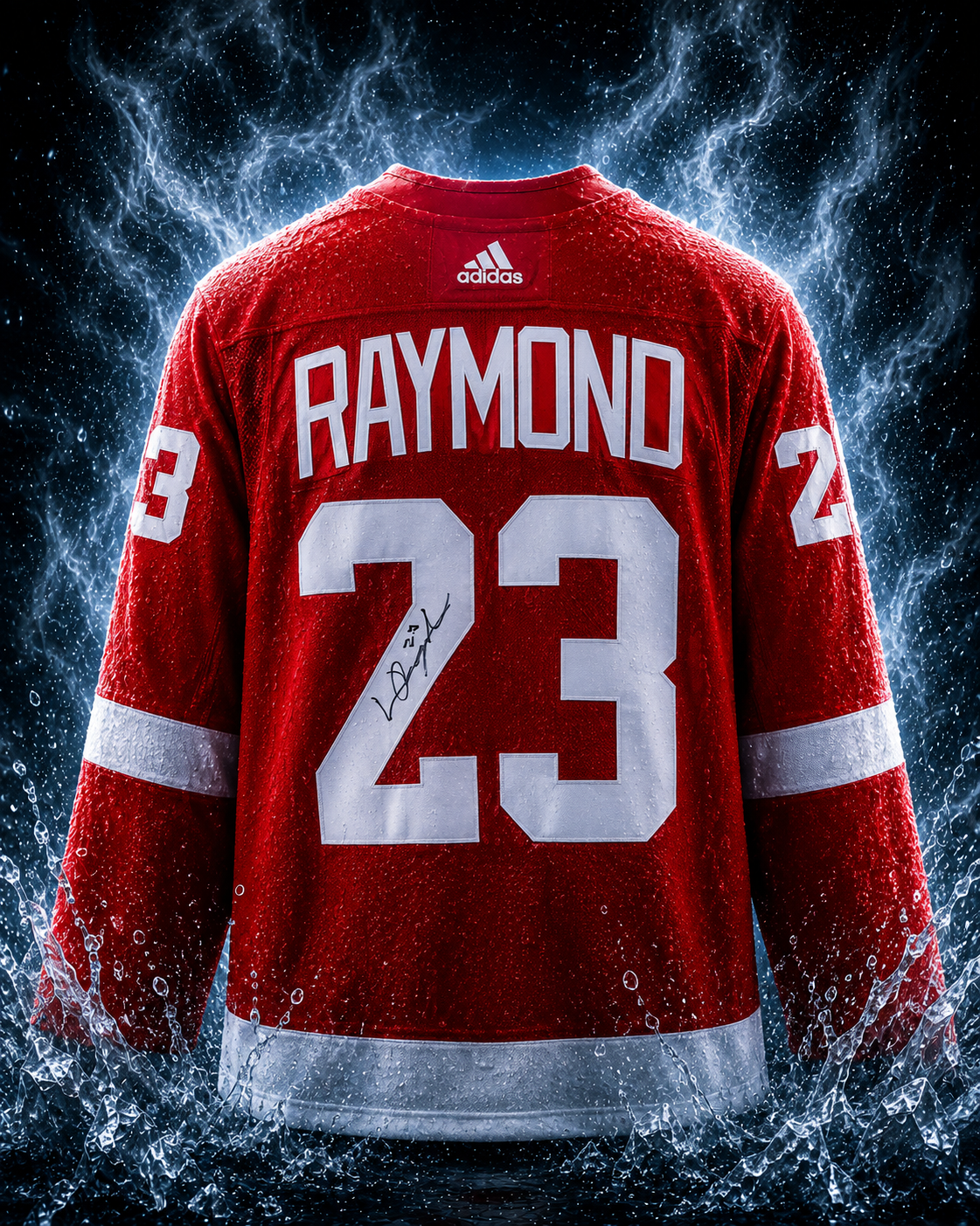 Lucas Raymond Red Detroit Red Wings Autographed adidas Authentic Jersey