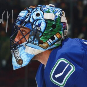 Roberto Luongo Vancouver Canucks Blue Jersey Autographed 8x10 Photo