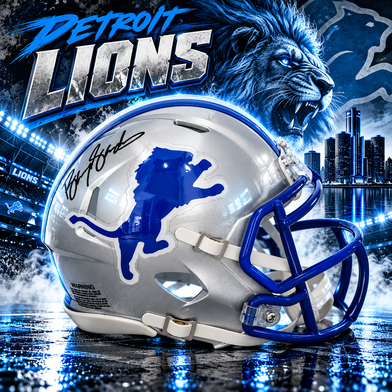 Barry Sanders Detroit Lions Autographed Riddell 1983-2002 Throwback Speed Mini Helmet
