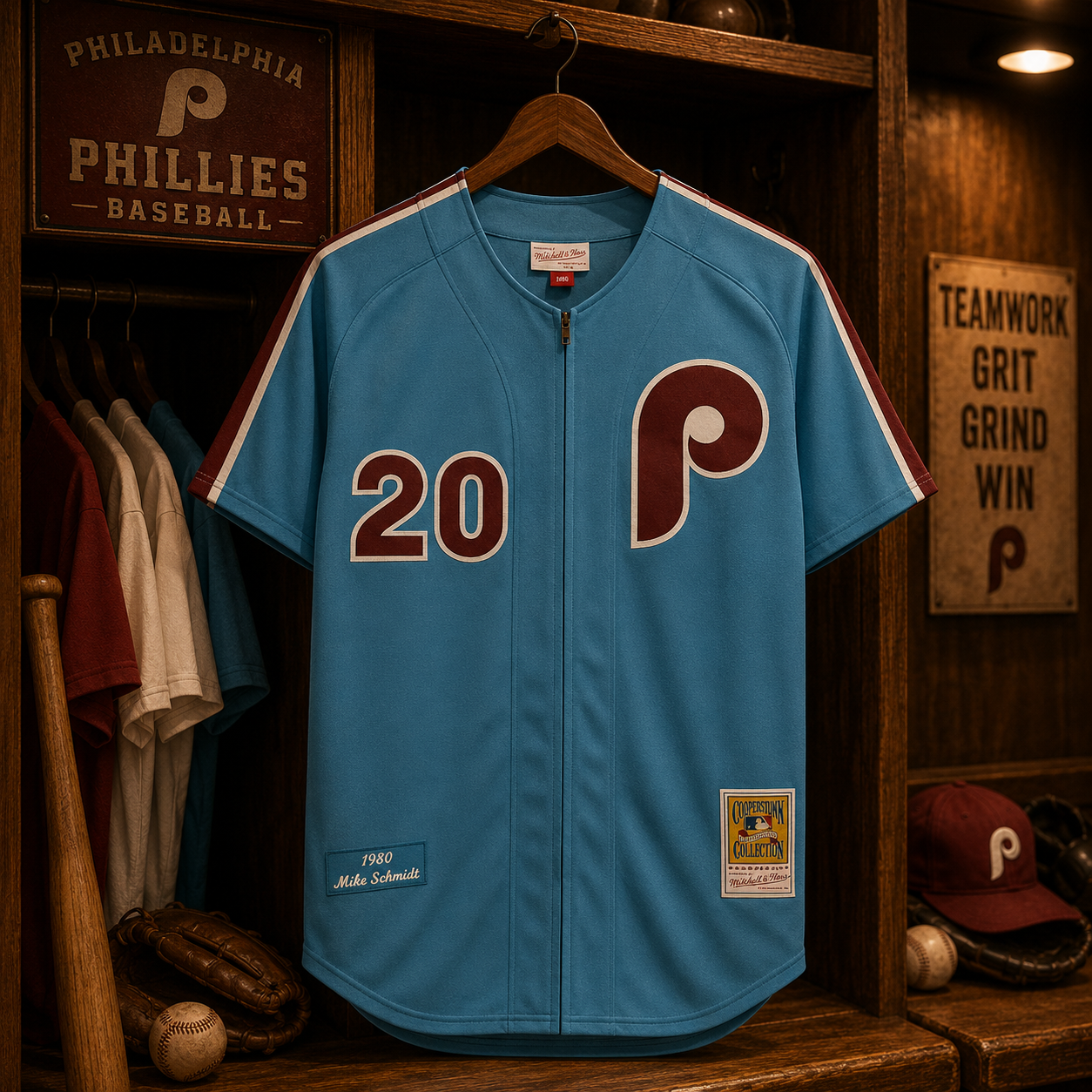 Mike Schmidt Philadelphia Phillies Autographed Mitchell & Ness Authentic Light Blue 1980 Jersey with 80 NL/MVP Inscription - Image 2