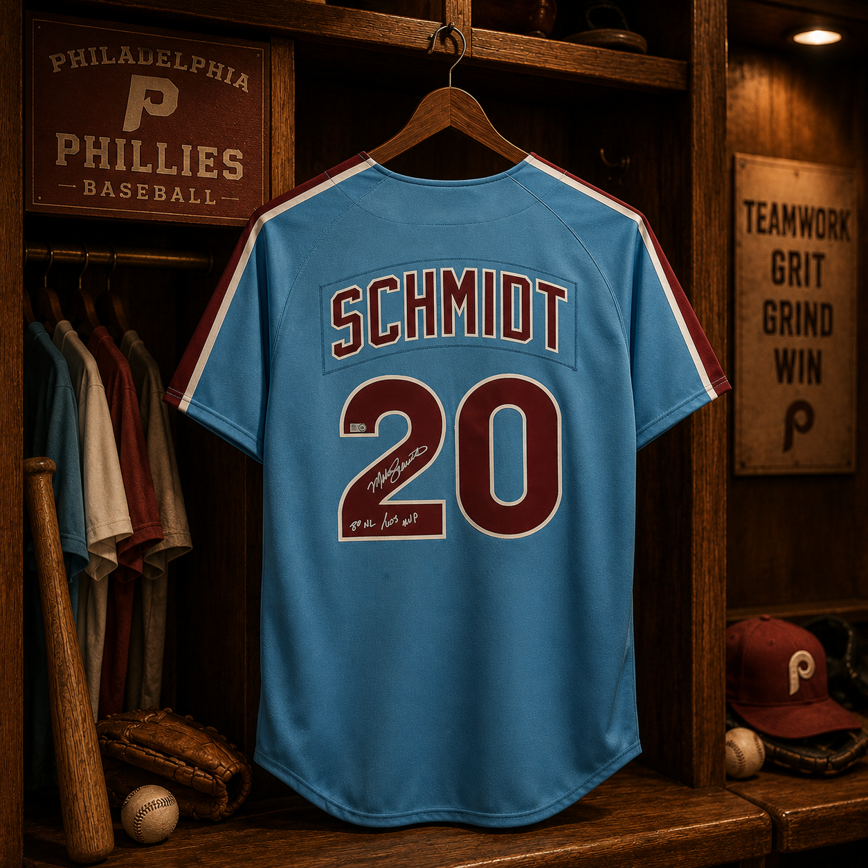 Mike Schmidt Philadelphia Phillies Autographed Mitchell & Ness Authentic Light Blue 1980 Jersey with 80 NL/MVP Inscription