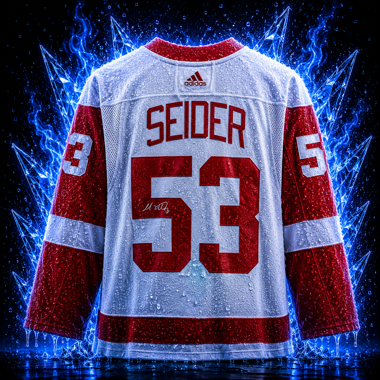 Moritz Seider White Detroit Red Wings Autographed adidas Authentic Jersey