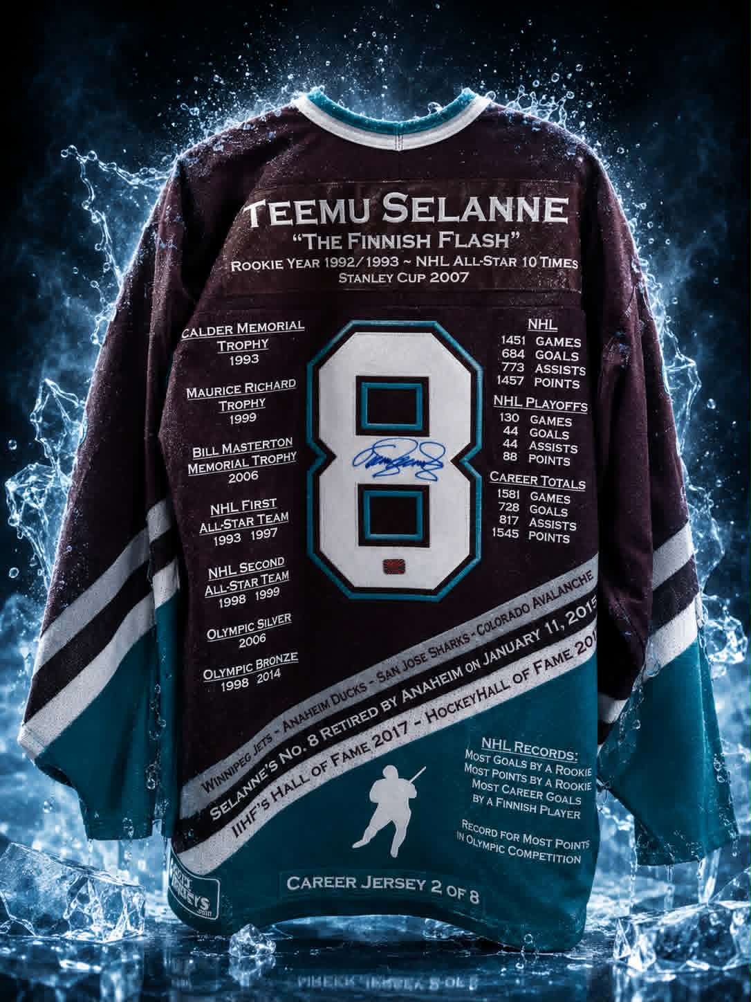 Teemu Selanne Anaheim Ducks Autographed Jersey That includes a hologram for authenticity.