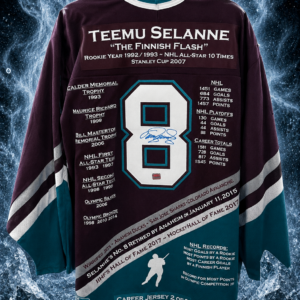 Teemu Selanne Anaheim Ducks Autographed Jersey That includes a hologram for authenticity.