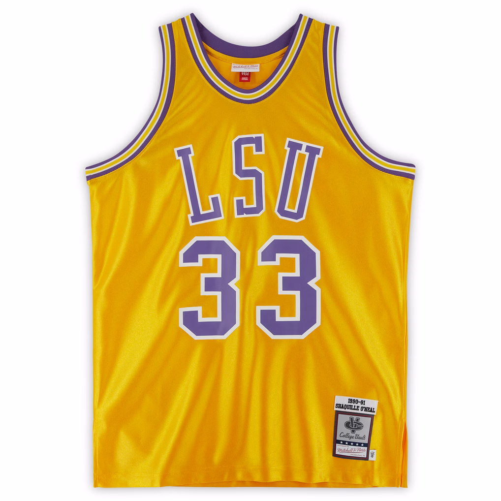 Shaquille O'Neal LSU Tigers Autographed Mitchell & Ness Home 1990 Authentic Jersey - Image 4