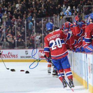 Juraj Slafkovsky Montreal Canadiens Fly By Bench Autographed 8x10 Photo