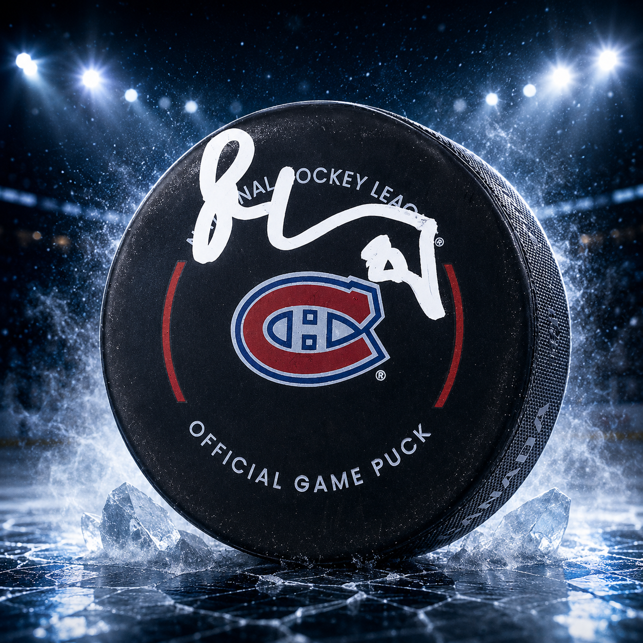 Juraj Slafkovsky Montreal Canadiens Autographed Official Team Game Puck