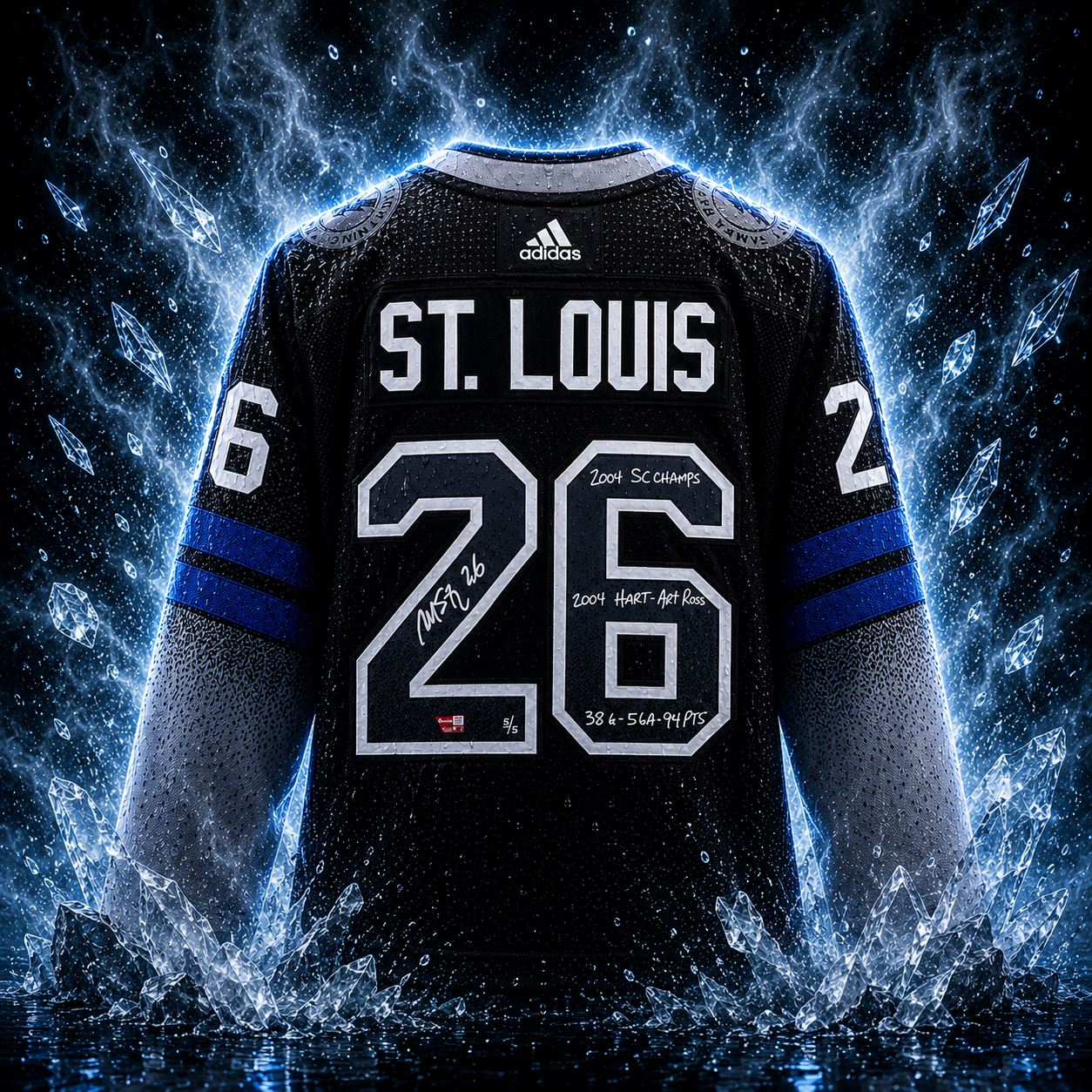 Martin St. Louis Tampa Bay Lightning Autographed Black Alternate adidas Jersey with Multiple Inscriptions - Limited Edition #5/5