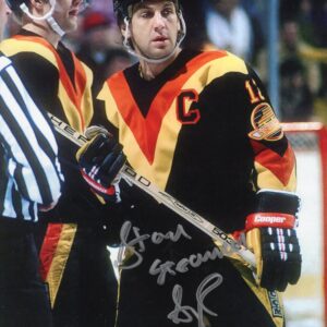 Stan Smyl Vancouver Canucks Vintage Throwback Jersey Autographed 8x10 Photo