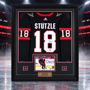 Tim Stutzle Signed Framed 34x42 Ottawa Senators Black Adidas Authentic Jersey