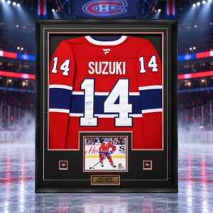 Nick Suzuki Signed Framed Jersey Canadiens Red Fanatics Premium