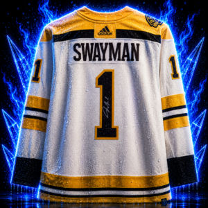Jeremy Swayman Boston Bruins Autographed 100th Anniversary Beige Alternate adidas Jersey