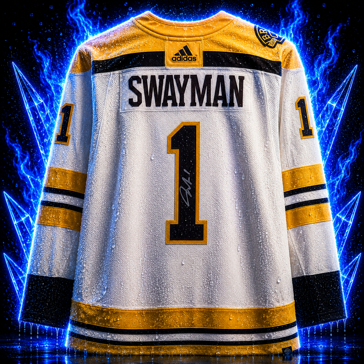 Jeremy Swayman Boston Bruins Autographed 100th Anniversary Beige Alternate adidas Jersey