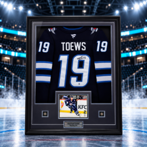 Jonathan Toews Signed Winnipeg Jets Fanatics Premium Home Jersey Framed