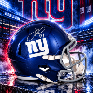 Justin Tuck New York Giants Autographed Riddell Speed Replica Helmet