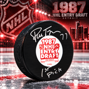 Pierre Turgeon Signed 1987 NHL Entry Draft Puck with 1st Pick Note