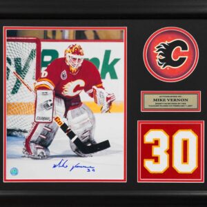 Mike Vernon Calgary Flames Signed 20x24 Retired Number Frame