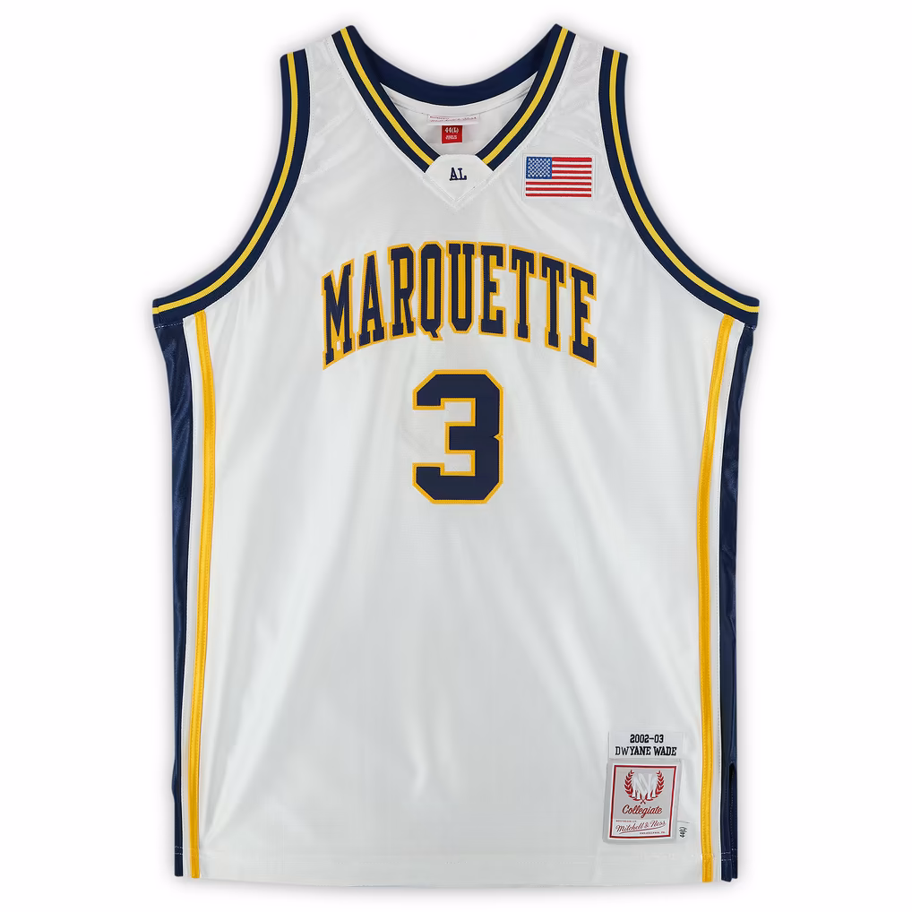 Dwyane Wade Marquette Golden Eagles Autographed White Mitchell & Ness 2002 Authentic Jersey - Image 3