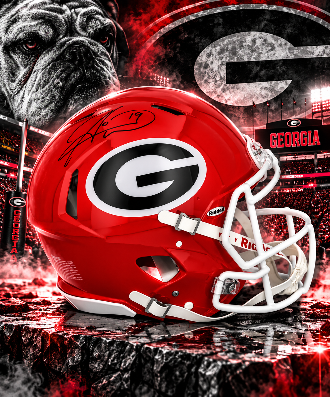 Hines Ward Georgia Bulldogs Autographed Riddell Speed Authentic Helmet