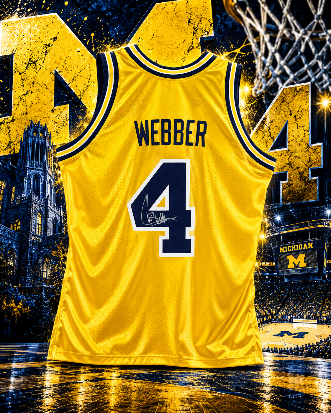 Chris Webber Michigan Wolverines Autographed Maize Mitchell & Ness 1991-92 Authentic Jersey