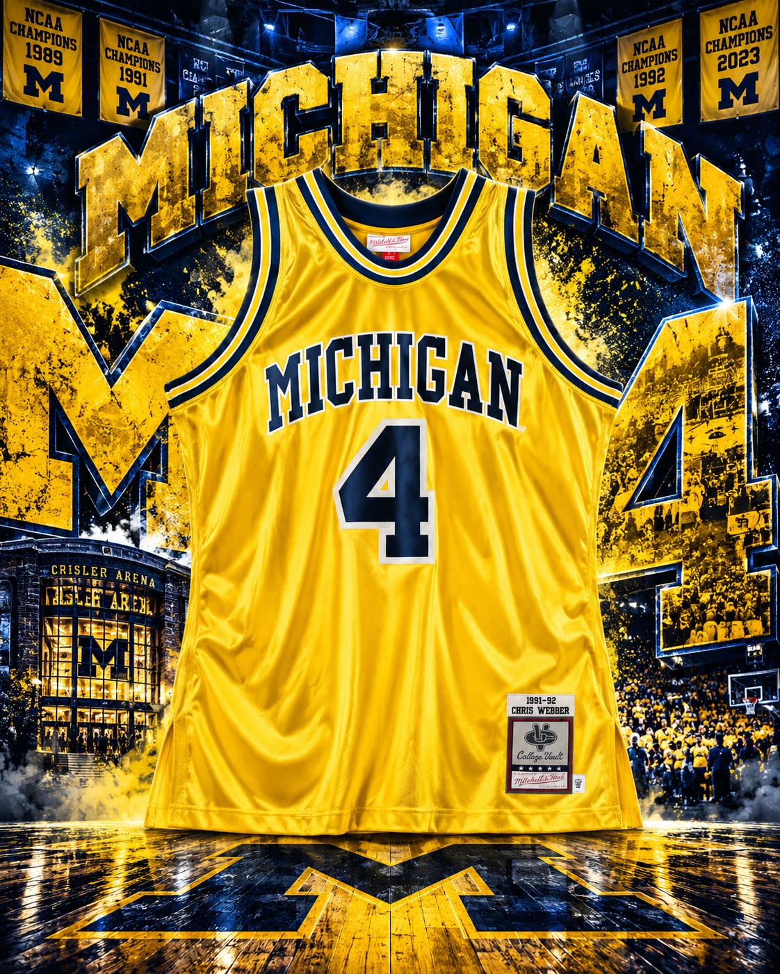 Chris Webber Michigan Wolverines Autographed Maize Mitchell & Ness 1991-92 Authentic Jersey - Image 2