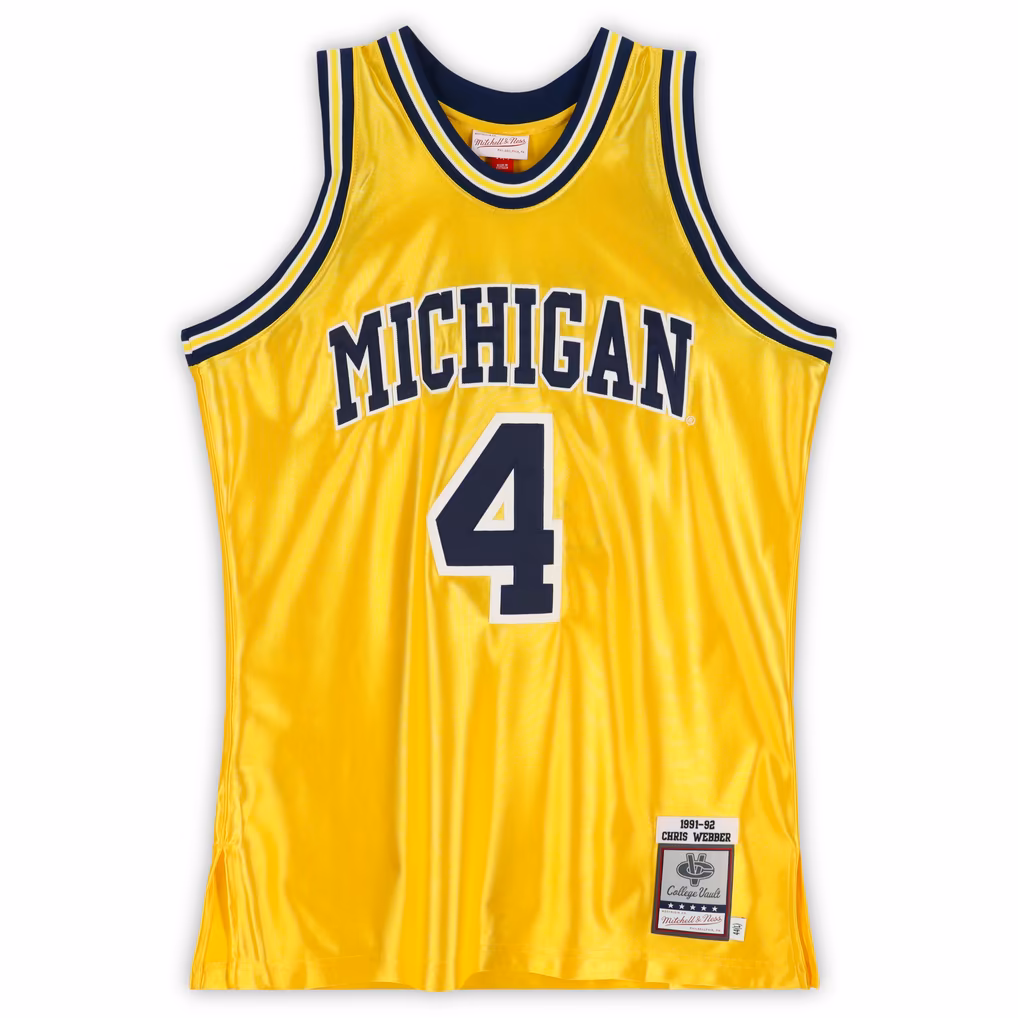 Chris Webber Michigan Wolverines Autographed Maize Mitchell & Ness 1991-92 Authentic Jersey - Image 4
