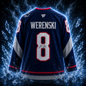 Zach Werenski Columbus Blue Jackets Autographed 2025 Navy Stadium Series Fanatics Premium Jersey