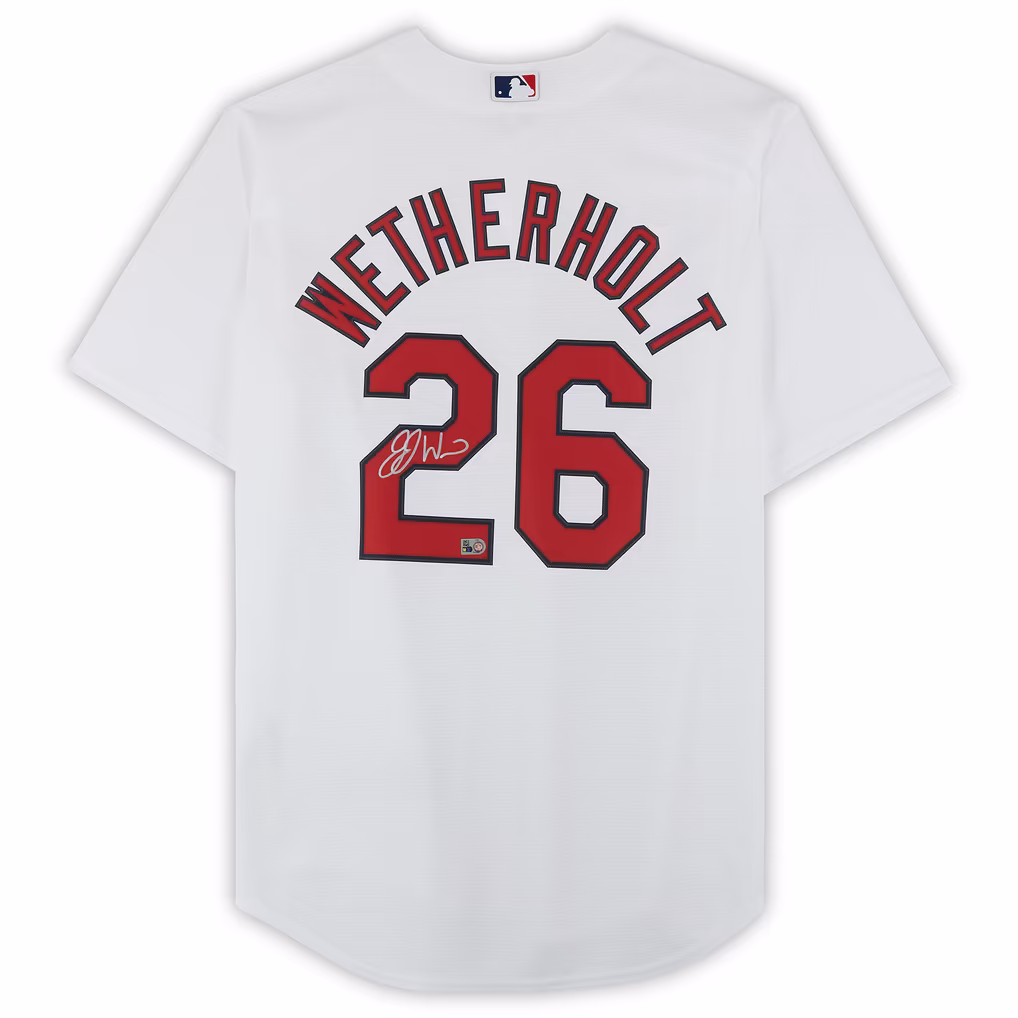 JJ Wetherholt St. Louis Cardinals Autographed White Nike Replica Jersey - Image 3
