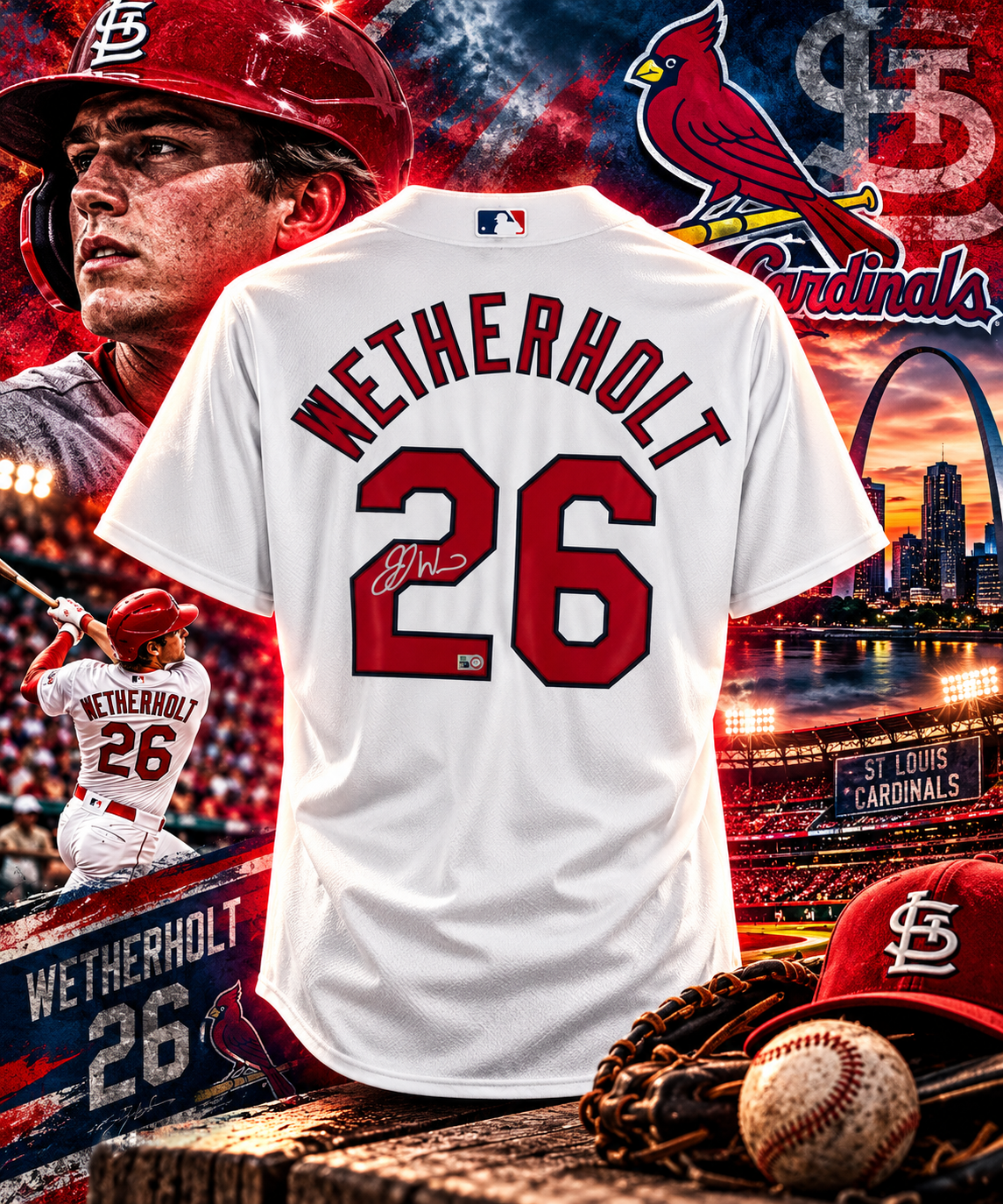 JJ Wetherholt St. Louis Cardinals Autographed White Nike Replica Jersey