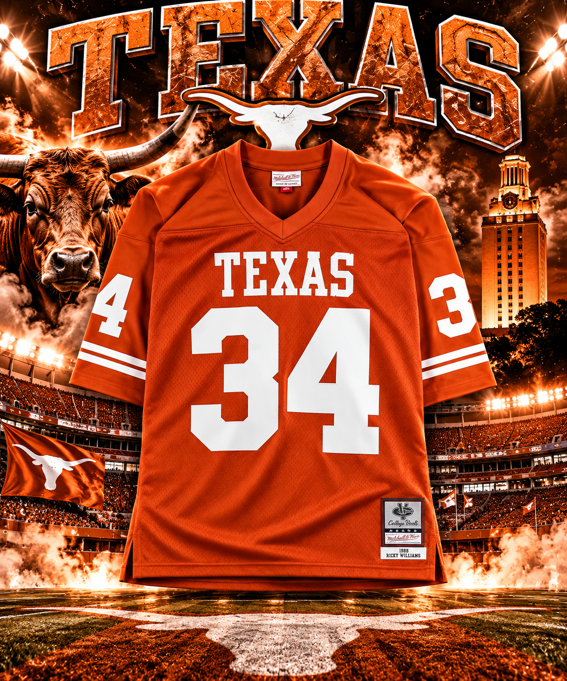Ricky Williams Texas Longhorns Autographed Texas Orange Mitchell & Ness 1998 Legacy Jersey with "98 Heisman" Inscription - Image 2