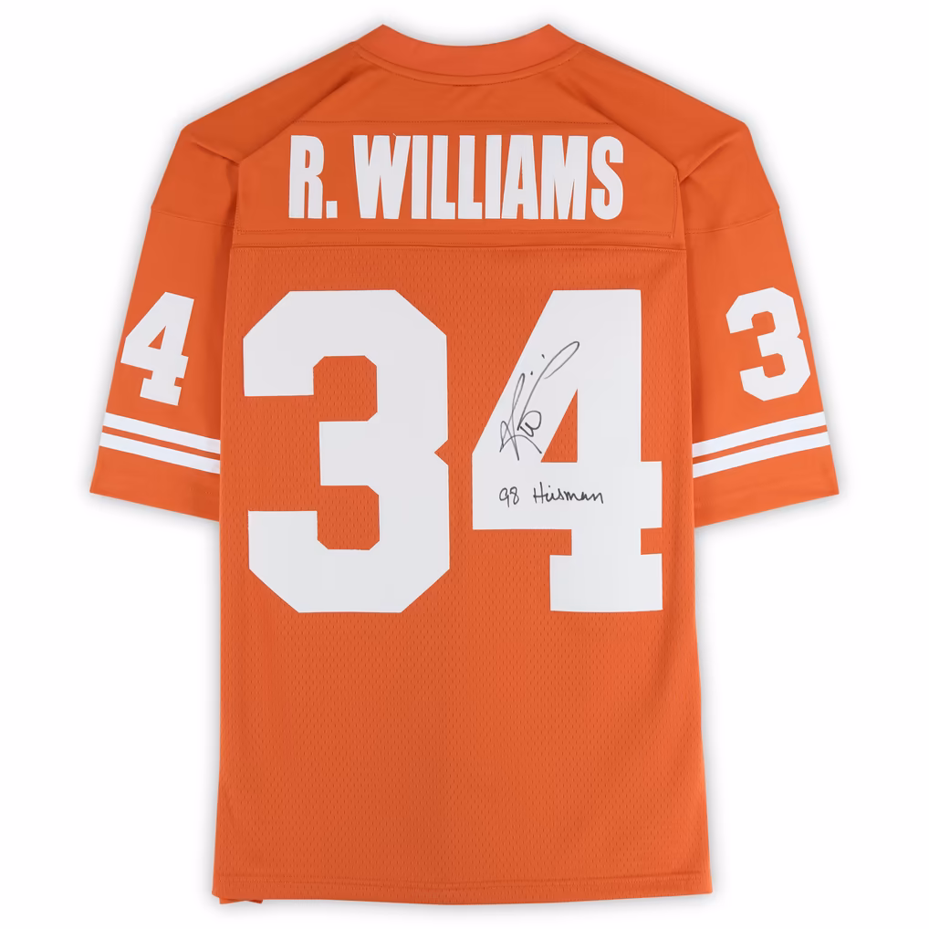 Ricky Williams Texas Longhorns Autographed Texas Orange Mitchell & Ness 1998 Legacy Jersey with "98 Heisman" Inscription - Image 3