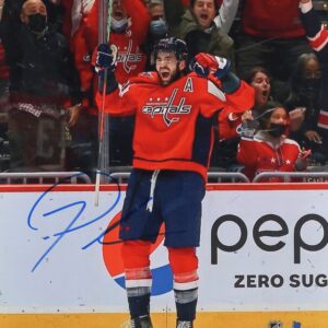 Tom Wilson Washington Capitals Autographed Red Jersey 8x10 Photo
