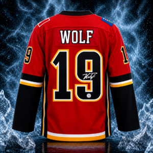 Dustin Wolf Calgary Flames Autographed Draft Day Fanatics Breakaway Jersey