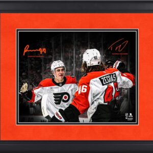 Porter Martone & Trevor Zegras Philadelphia Flyers Framed 11" x 14" Spotlight Photograph - Facsimile Signatures