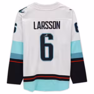 Adam Larsson White Seattle Kraken Autographed Fanatics Breakaway Jersey with Inaugural Season Jersey Patch