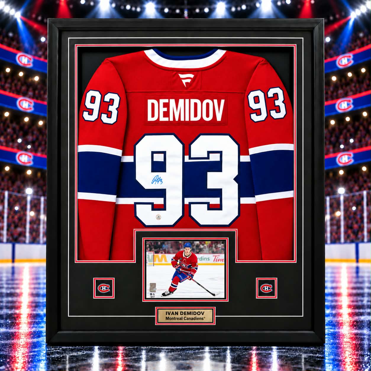 Ivan Demidov Signed Jersey Framed Montreal Canadiens Red Fanatics Premium