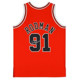 Dennis Rodman Chicago Bulls Autographed Red Mitchell & Ness 1997-98 Authentic Jersey with NBA Finals Patch