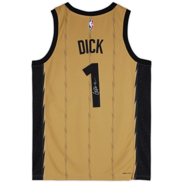 Gradey Dick Toronto Raptors Autographed Gold Nike 2023-24 City Edition Swingman Jersey
