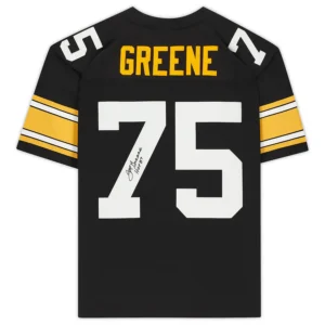 Joe Greene Pittsburgh Steelers Autographed Mitchell & Ness Black Replica Jersey with "HOF 87" Inscription