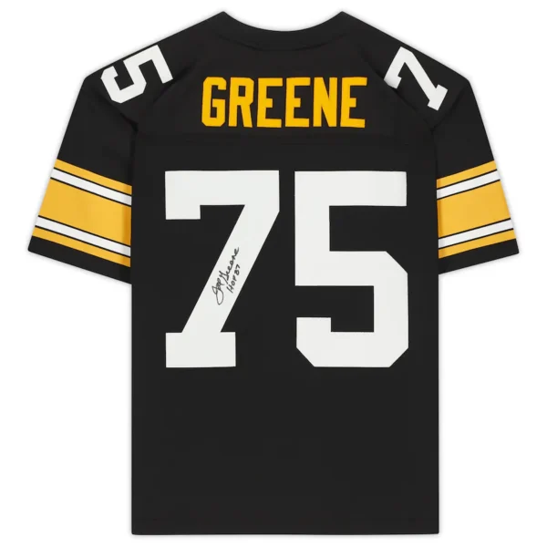 Joe Greene Pittsburgh Steelers Autographed Mitchell & Ness Black Replica Jersey with "HOF 87" Inscription